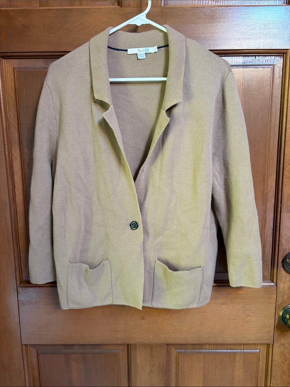 Boden Women's Tan Knit Single-Button Blazer Size Large